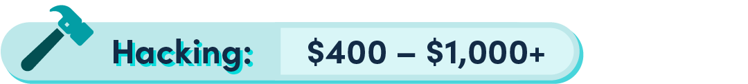 Hacking: $400 – $1,000+