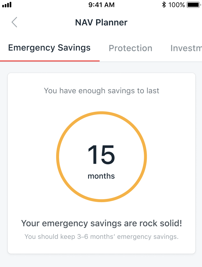 DBS NAV Planner - emergency savings