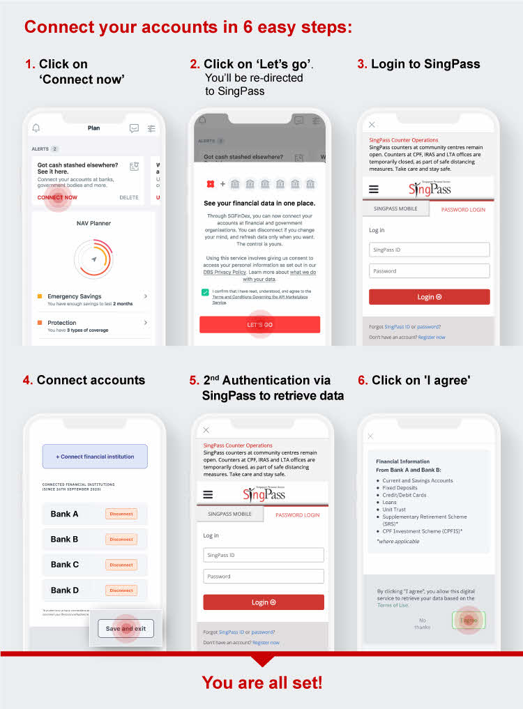 DBS NAV Planner - SGFinDex.- how to connect your accounts