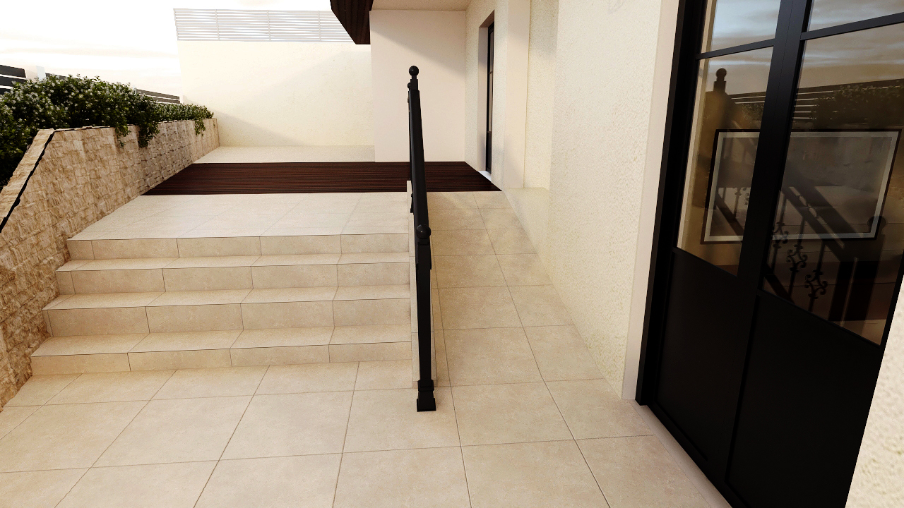 Ramp with handrail