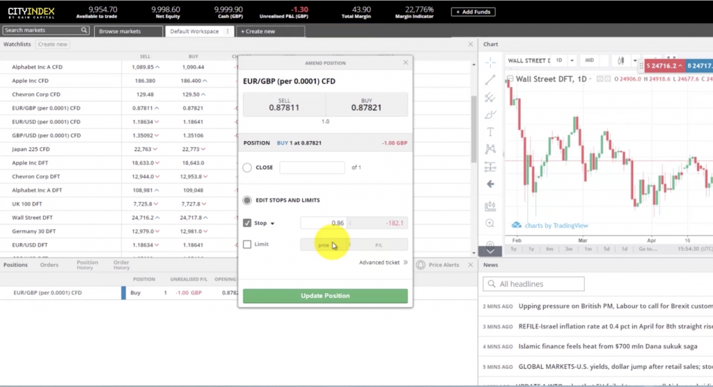 Place trade on forex and CFDs on City Index