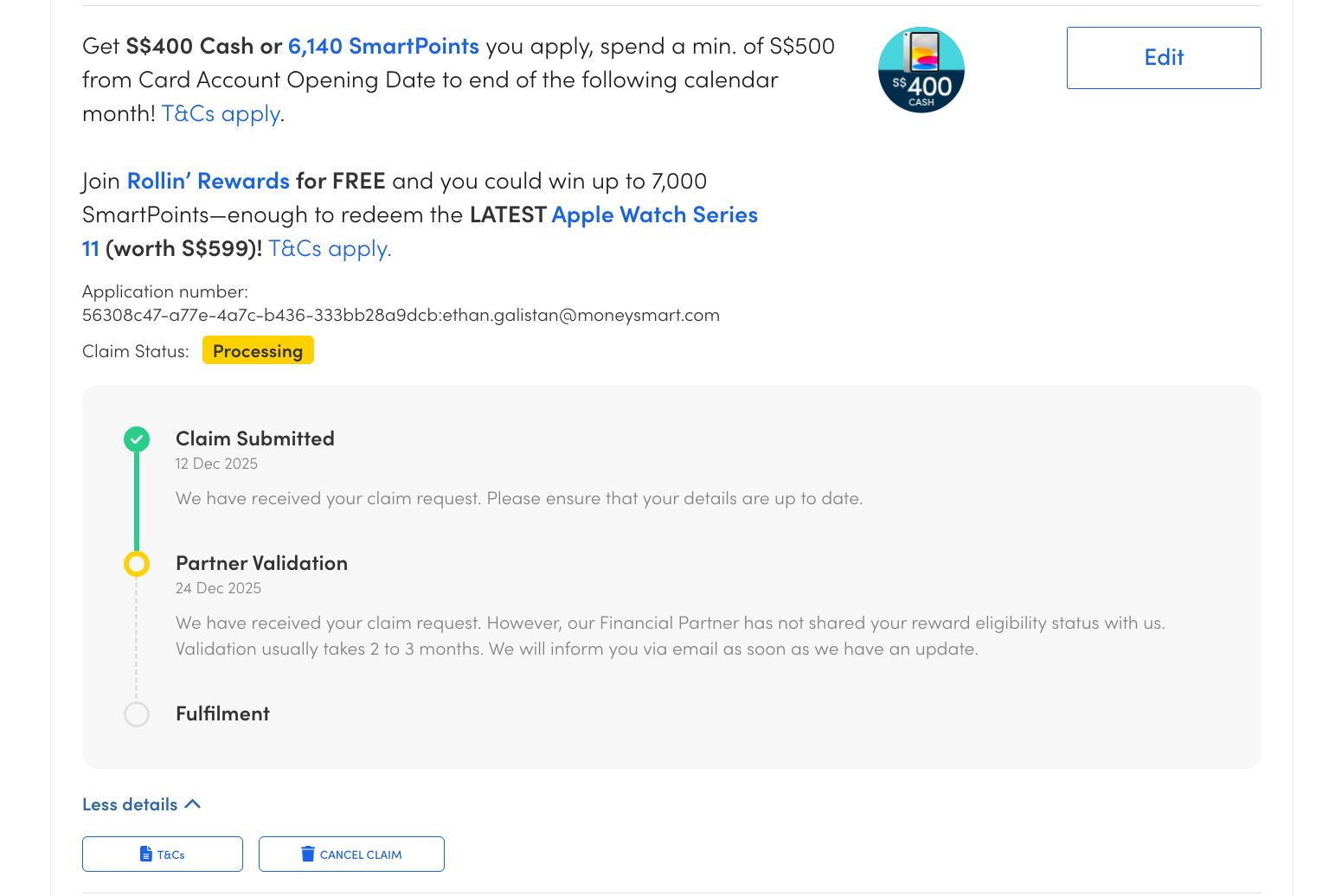 MoneySmart Rewards Claims Process