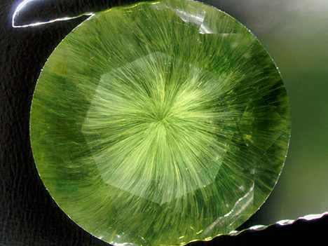 demantoid garnet with horsetail inclusions