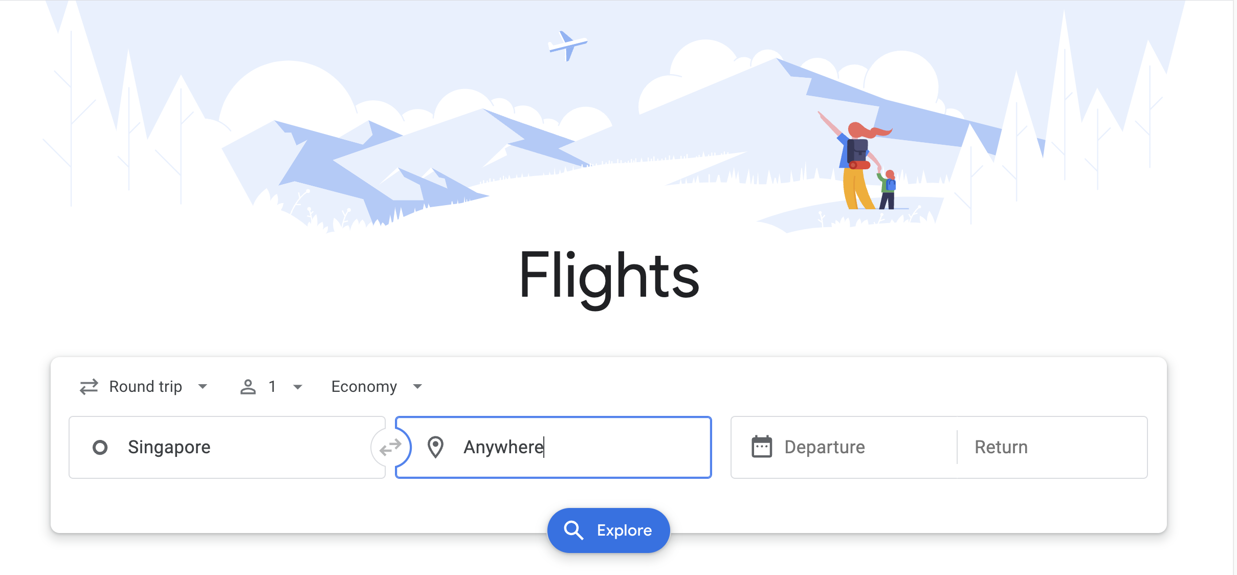 google flights anywhere function