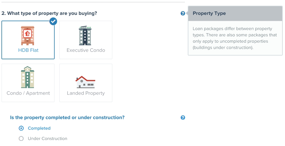 home loan calculator hdb flat vs ec vs condo vs landed property type