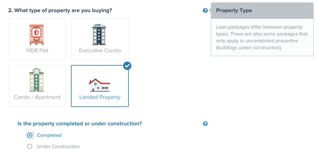 home loan calculator hdb flat executive condo apartment landed property type under construction