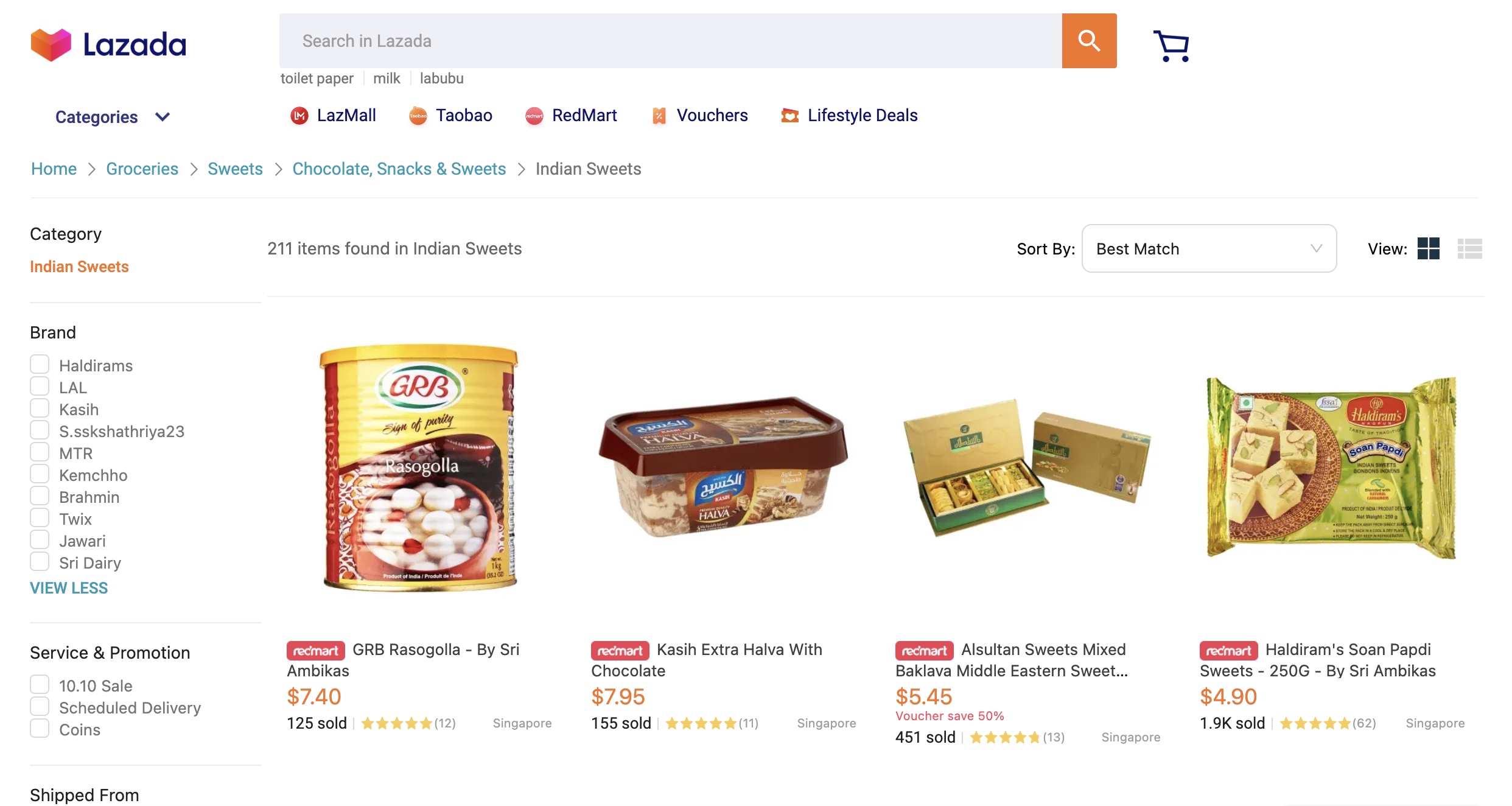 redmart lazada deepavali indian swets