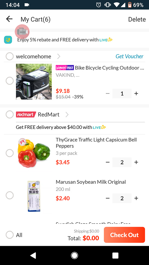 redmart checkout page