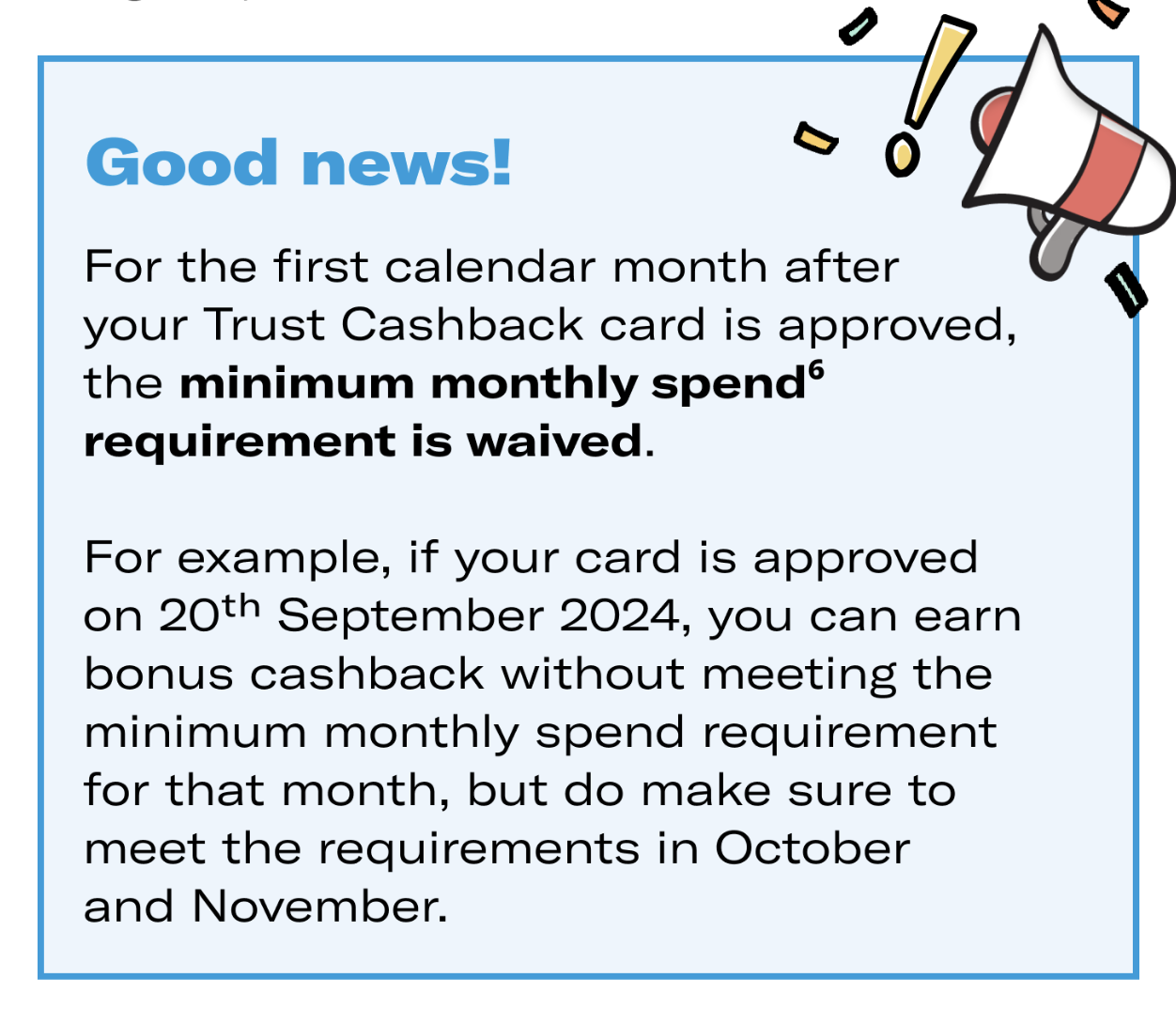 trust cashback credit card first month no minimum monthly spend
