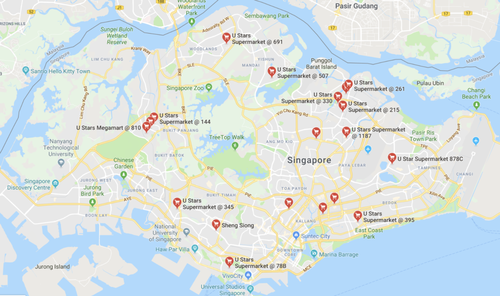 u stars supermarket google map view